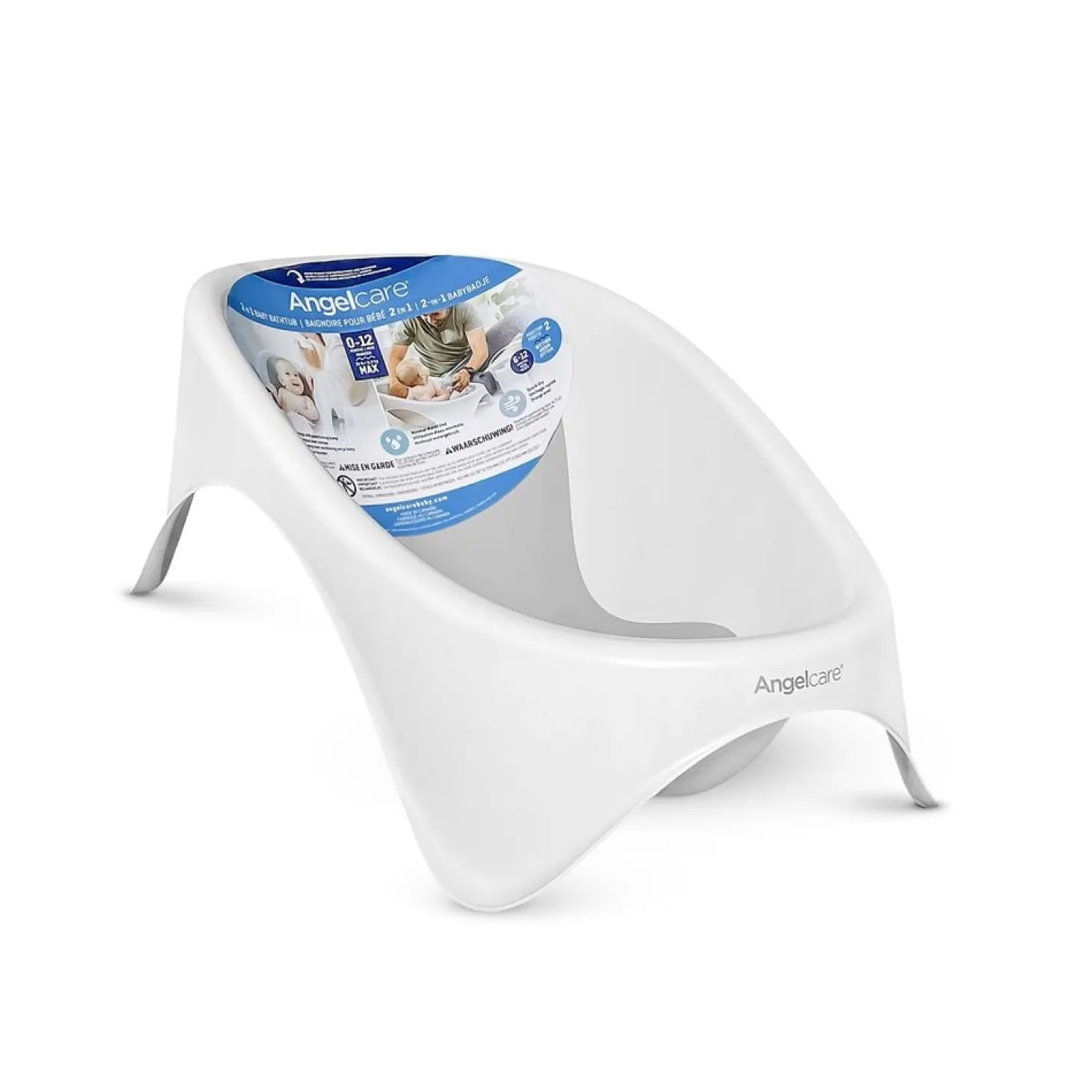 Angelcare Baignoire bébé évolutive 2 en 1 Blanc Et Gris