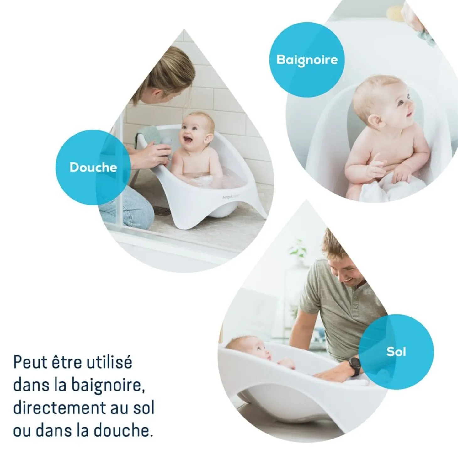 Angelcare Baignoire bébé évolutive 2 en 1 Blanc Et Gris