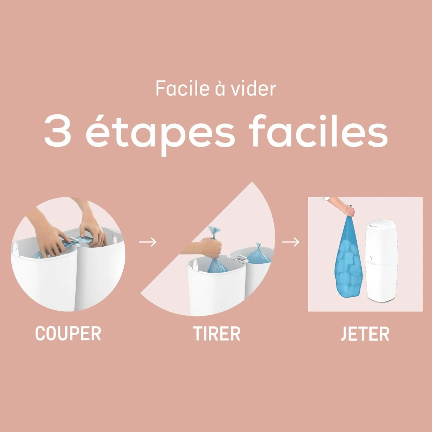 Angelcare Poubelle à couches Classic XL avec 1 recharge Blanc