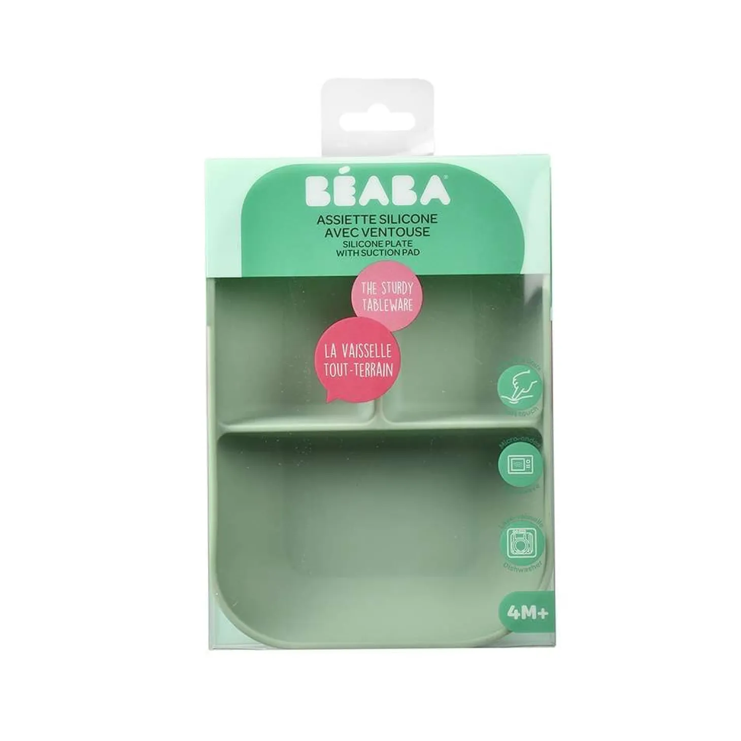 Béaba Assiette compartimentée silicone sage green