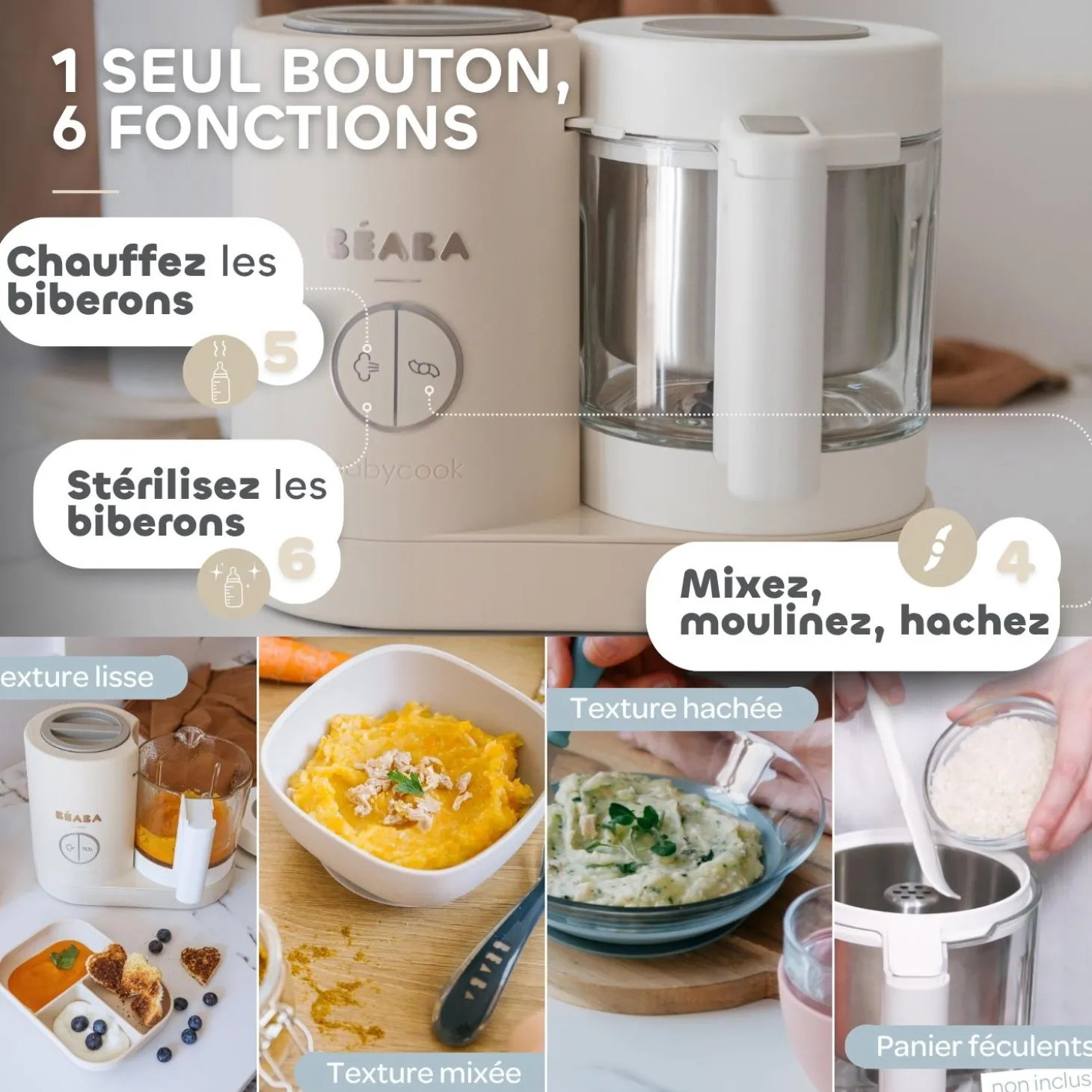 Béaba Babycook Neo Robot Cuiseur Bébé 6 en 1 Terre D'Argile
