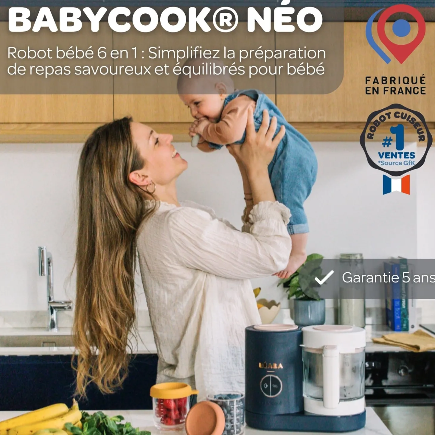 Béaba Babycook Néo Robot Bébé 6 en 1, Made in France Night Blue