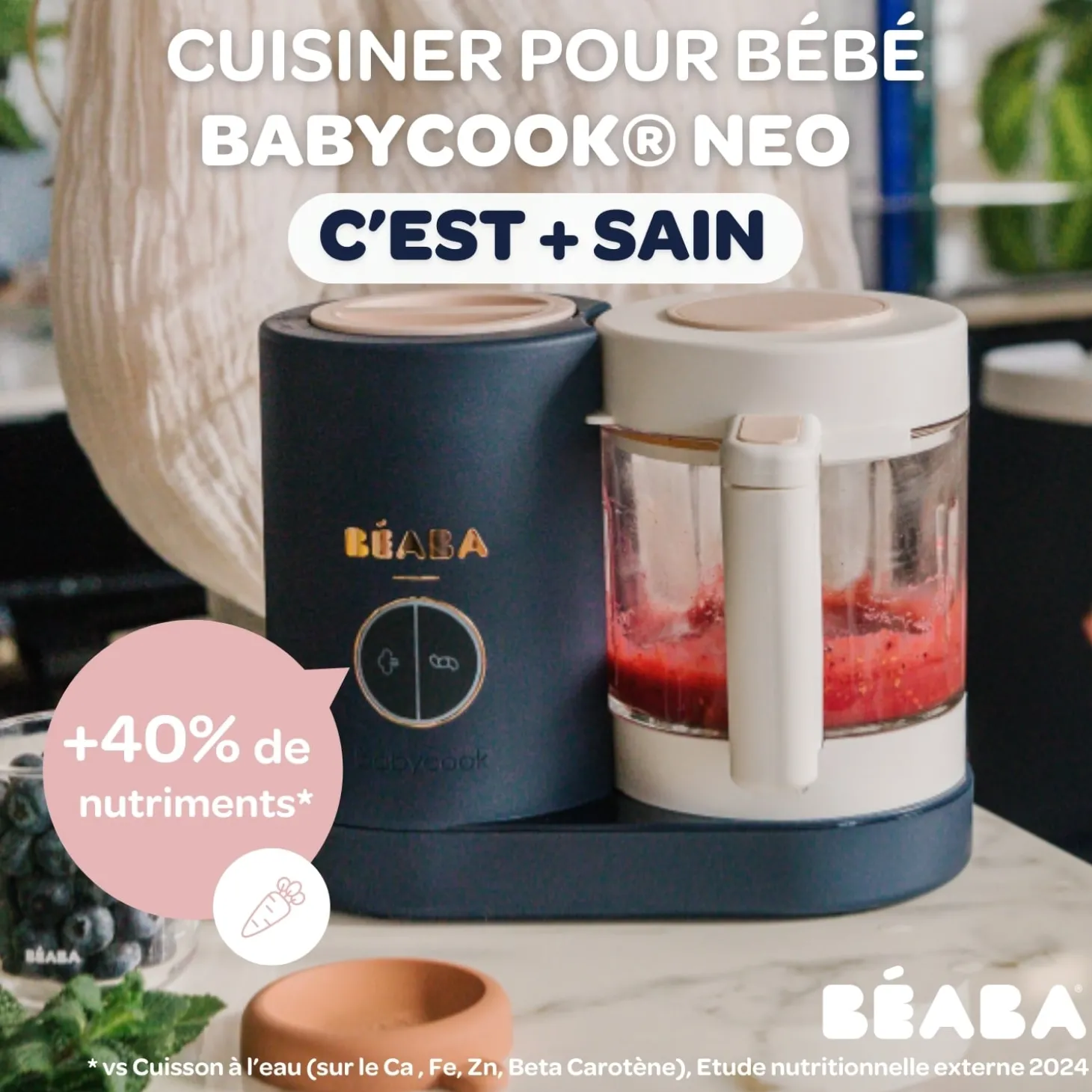 Béaba Babycook Néo Robot Bébé 6 en 1, Made in France Night Blue
