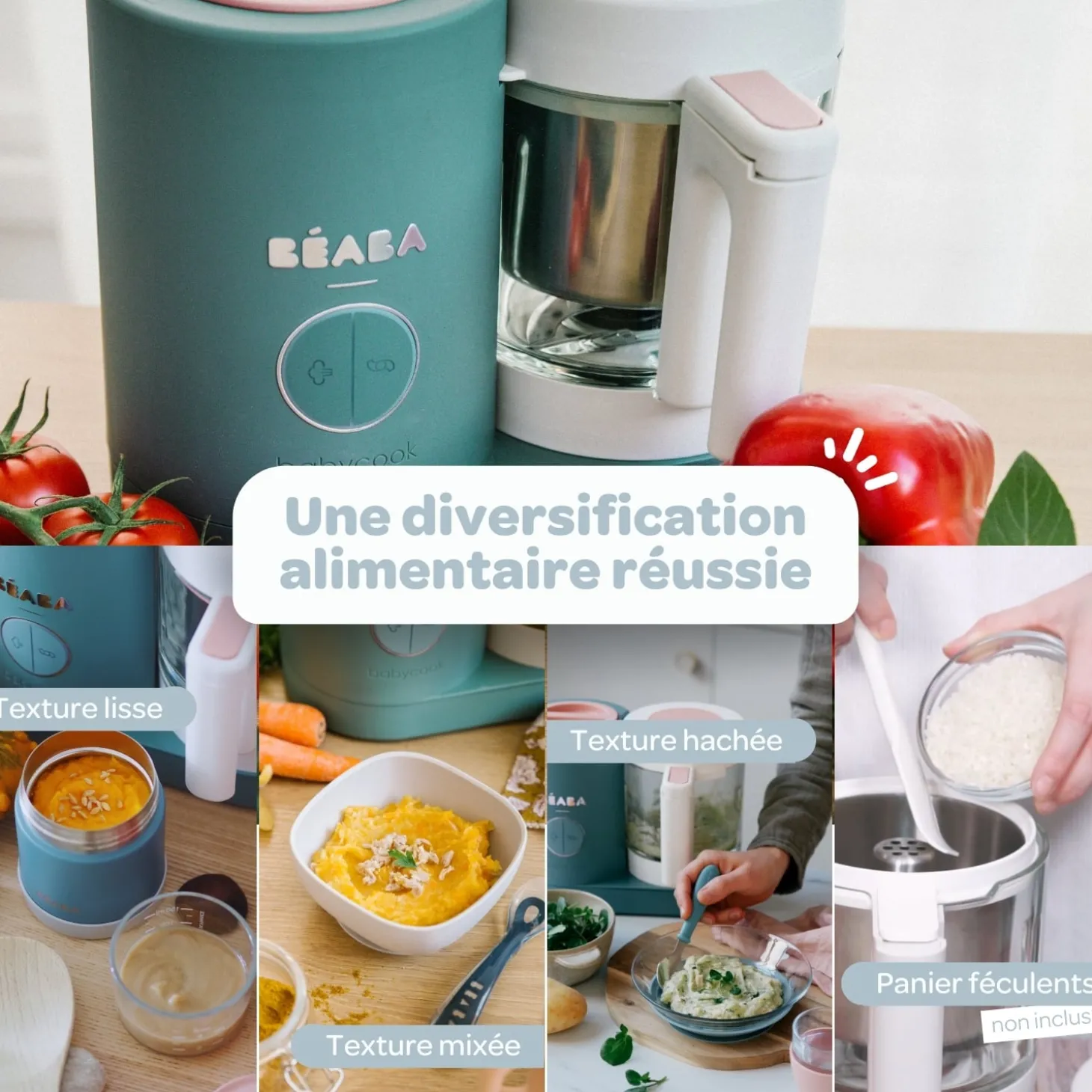 Béaba Babycook Néo Robot Bébé 6 en 1, Made in France Eucalyptus