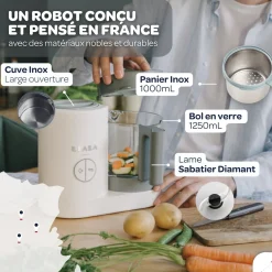 Béaba                    Babycook Néo Robot Bébé 6 en 1, Made in France    Grey/White