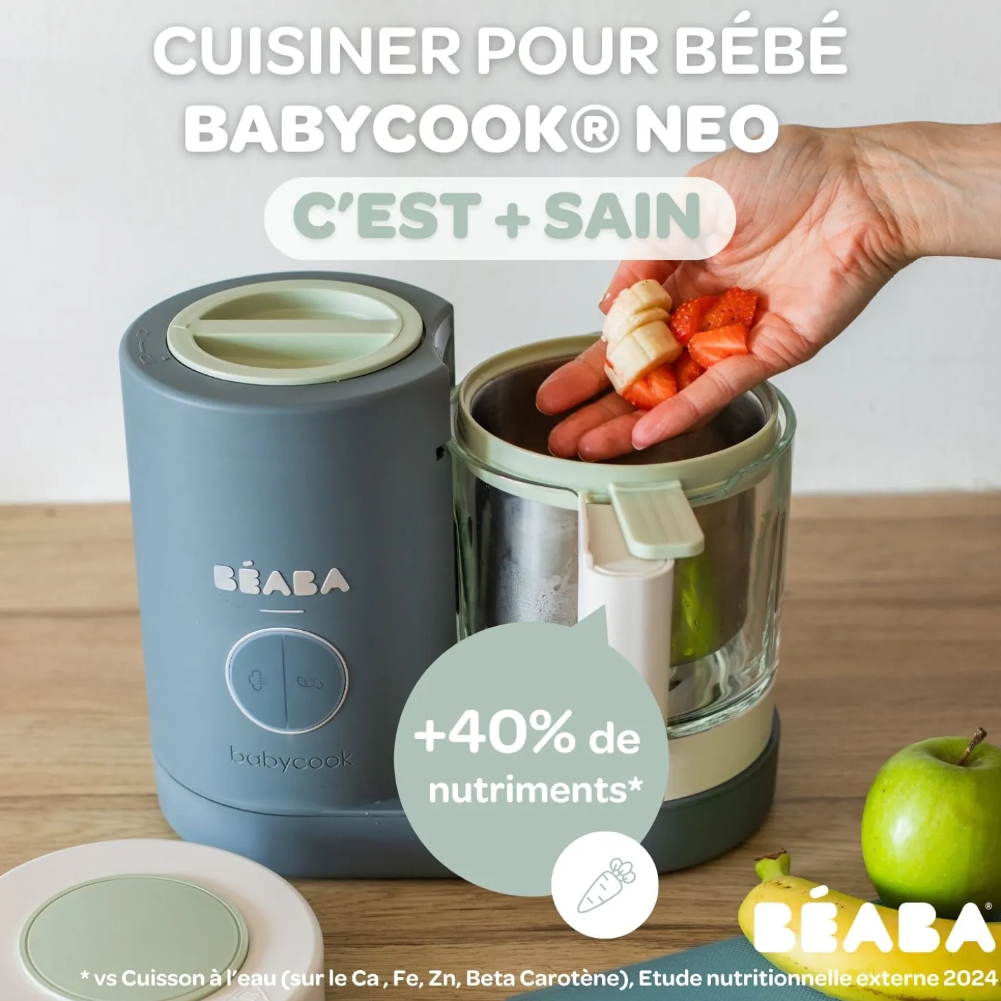 Béaba Babycook Néo Robot Bébé 6 en 1, Made in France Gris Mineral