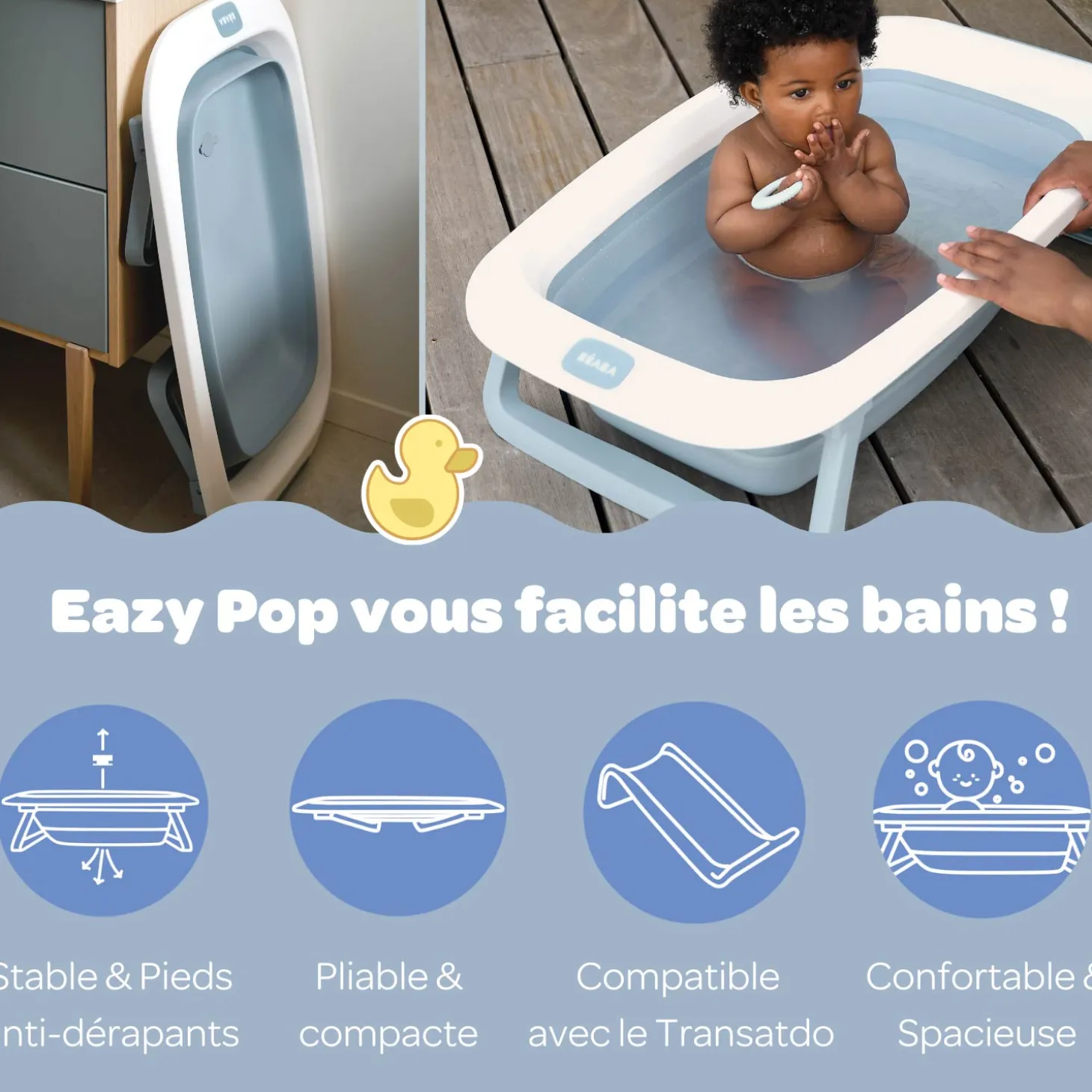 Béaba Baignoire Camélé’O Easy Pop Bleu Baltique