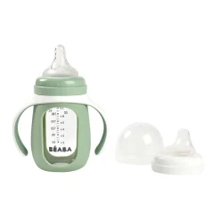 Béaba                    Biberon d'apprentissage 2 en 1 en verre    Vert sauge