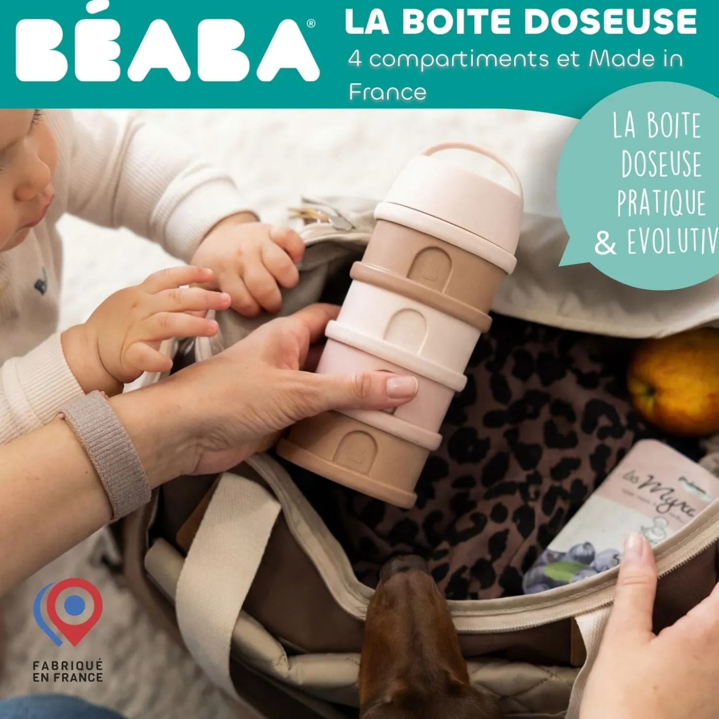 Béaba Boîte Doseuse 4 Compartiments Barbe à Papa Rose
