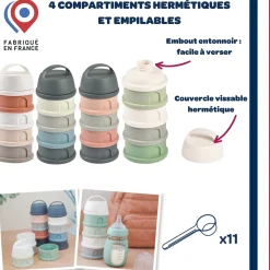 Béaba                    Boîte doseuse 4 compartiments    Cotton White/Terracotta