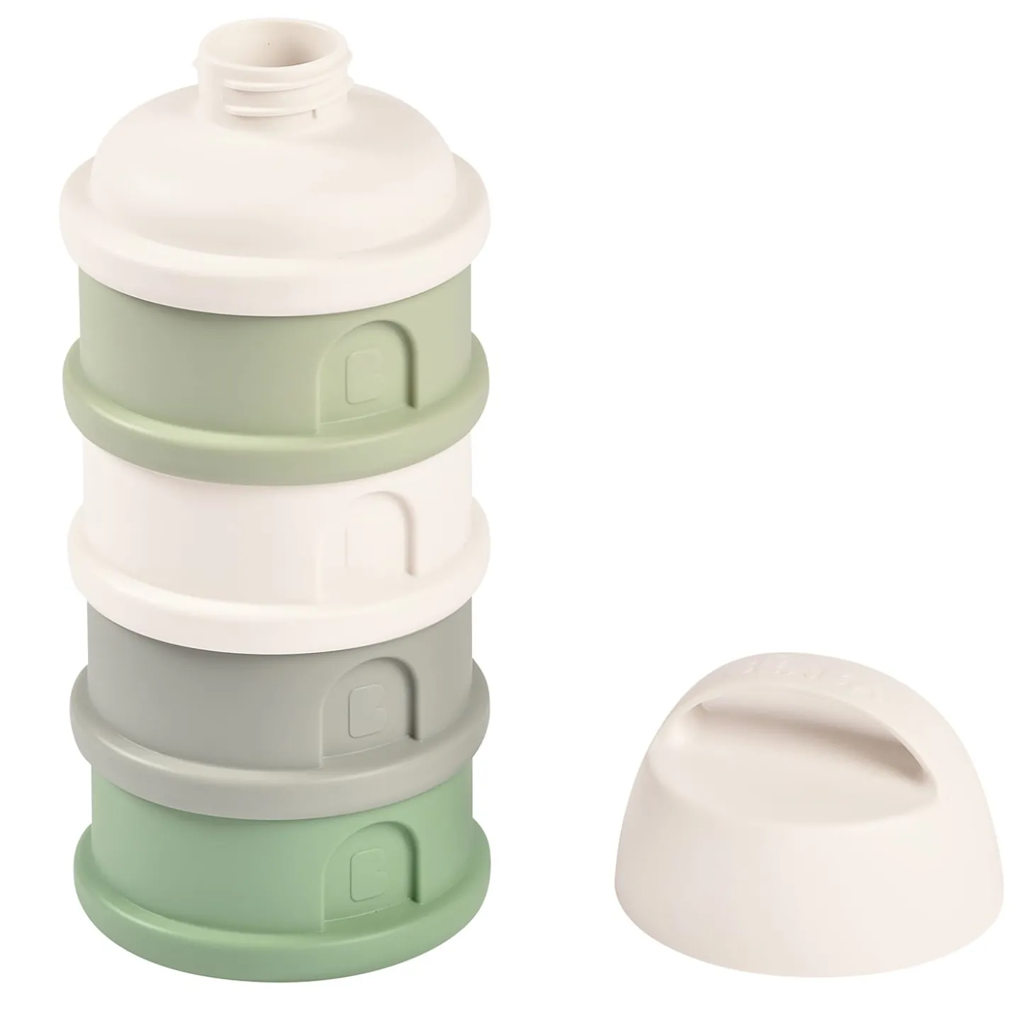 Béaba Boîte doseuse pour lait en poudre 4 compartiments Cotton White/Sage Green