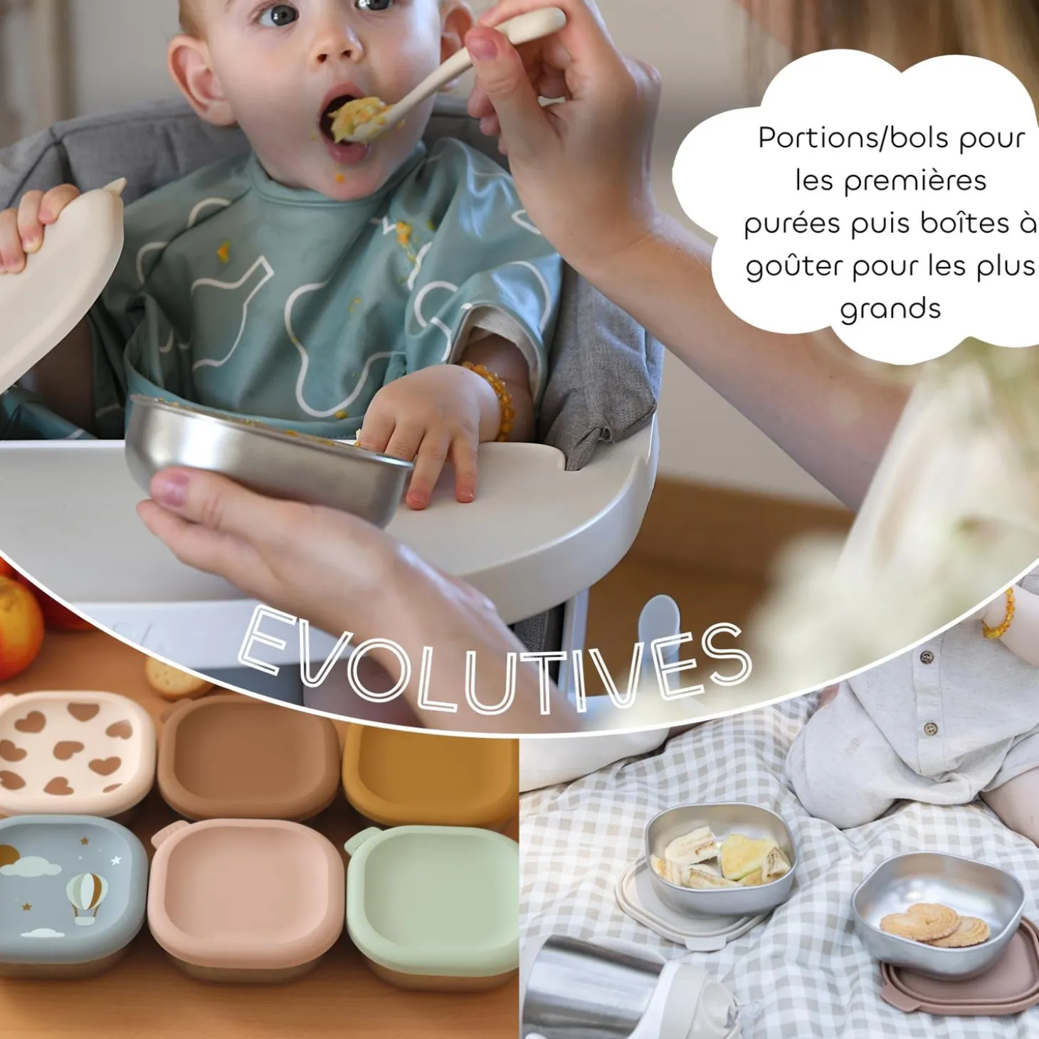 Béaba Boîtes Repas Inox Multi-Usage x3 BigLove
