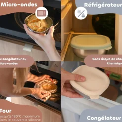 Béaba Boîtes Repas Inox Multi-Usage x3 Natural Set