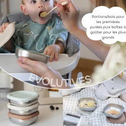 Béaba Boîtes Repas Inox Multi-Usage x3 Natural Set