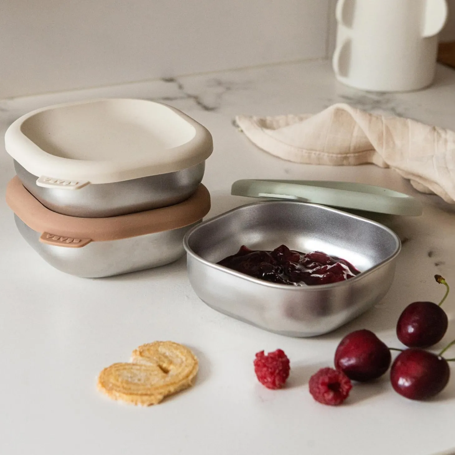 Béaba Boîtes Repas Inox Multi-Usage x3 Natural Set