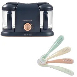 Béaba Bundle Robot cuiseur Babycook Duo + Lot de cuillères 1er âge Bleu
