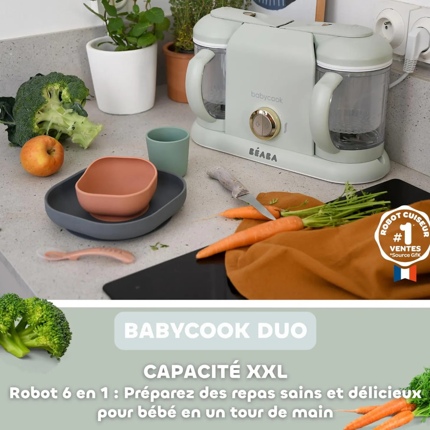 Béaba Bundle Robot cuiseur Babycook Duo + Lot de cuillères 1er âge Vert