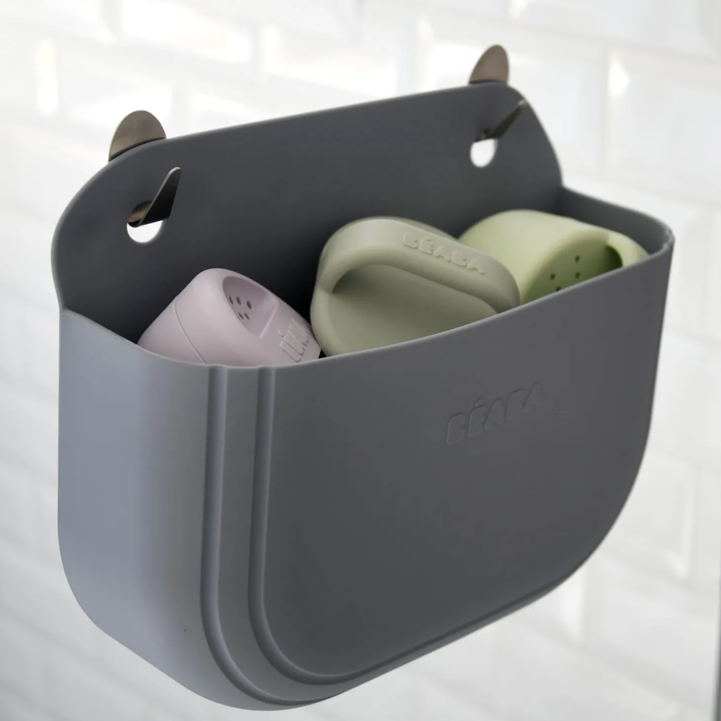 Béaba Coffret Panier Galet et Jouets de bain silicone Galet / Pebble