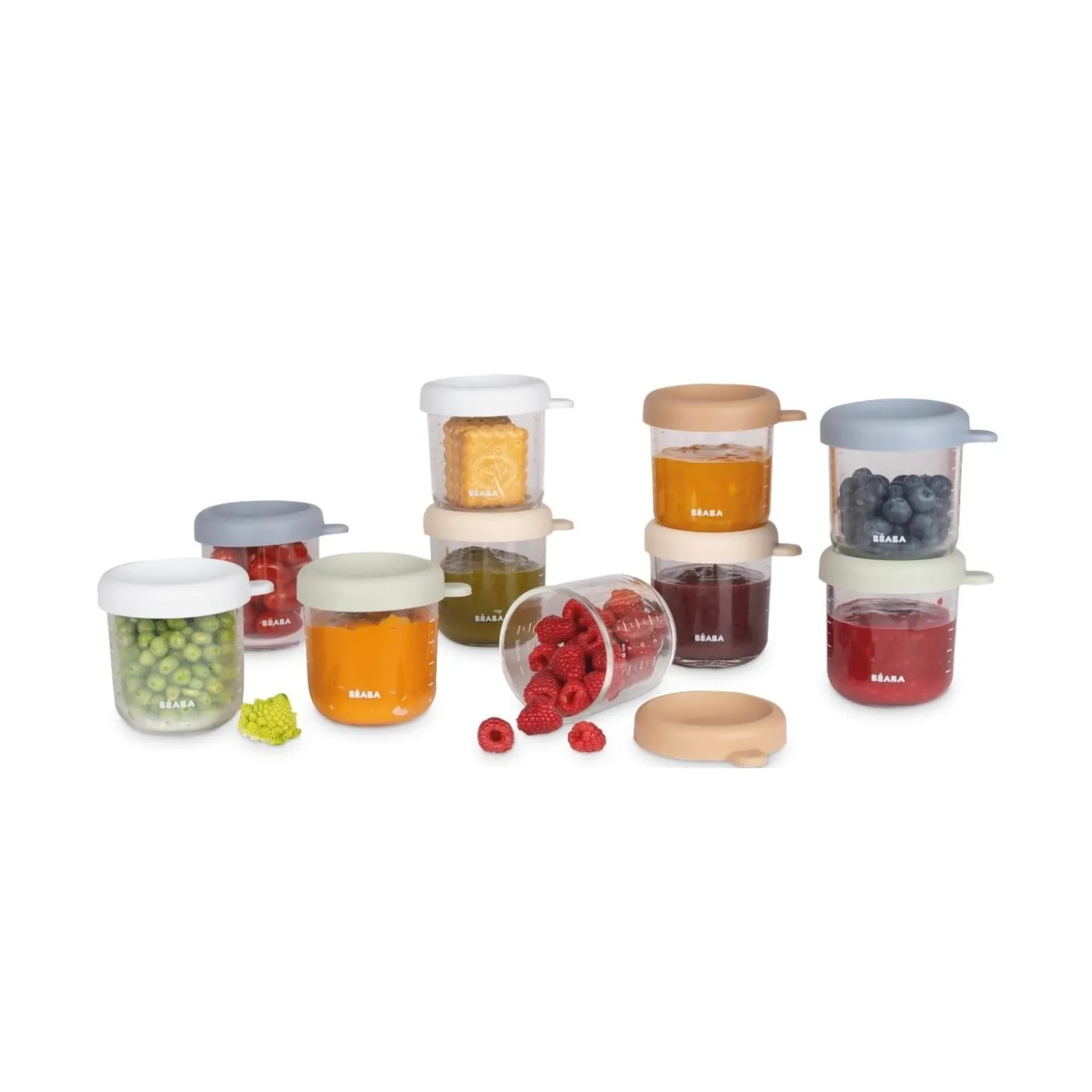 Béaba Coffret 10 Portions Verre Natural Color Mix 250 ml