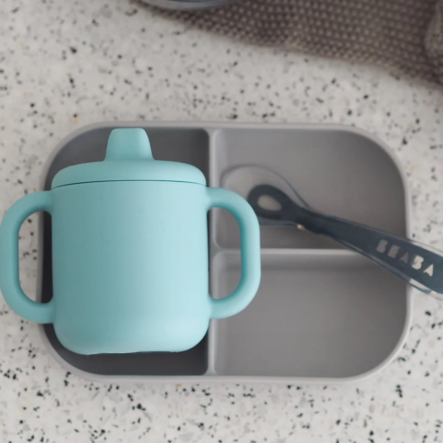 Béaba Coffret repas d'apprentissage en silicone Blue 8 mois+
