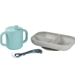 Béaba Coffret repas d'apprentissage en silicone Blue 8 mois+