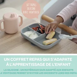 Béaba Coffret repas d'apprentissage en silicone Blue 8 mois+