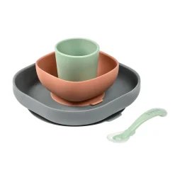 Béaba                    Coffret Repas Silicone 4 pièces    Minéral