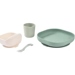 Béaba                    Coffret Repas Silicone 4 pièces    Sage Green
