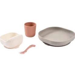 Béaba                    Coffret Repas Silicone 4 pièces    Terracota