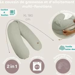 Béaba Coussin de maternité Big Flopsy French Terry Vert de gris