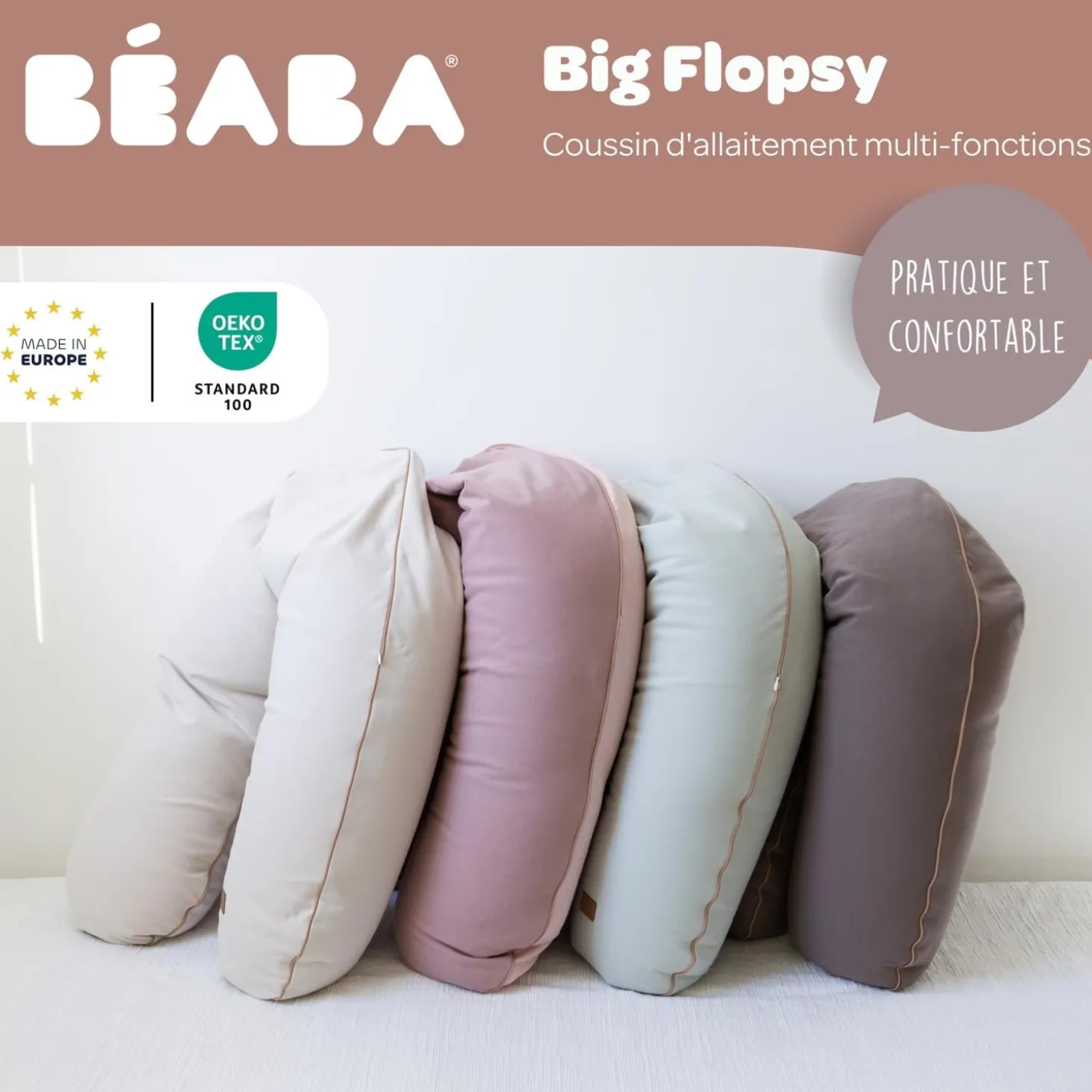 Béaba Coussin de maternité Big Flopsy French Terry Barbe à papa
