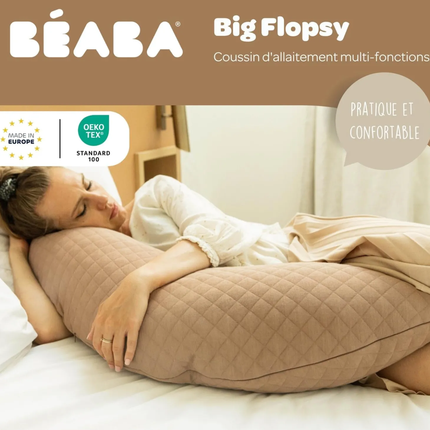 Béaba Coussin Grossesse et Allaitement Big Flopsy Cacao / Cocoa