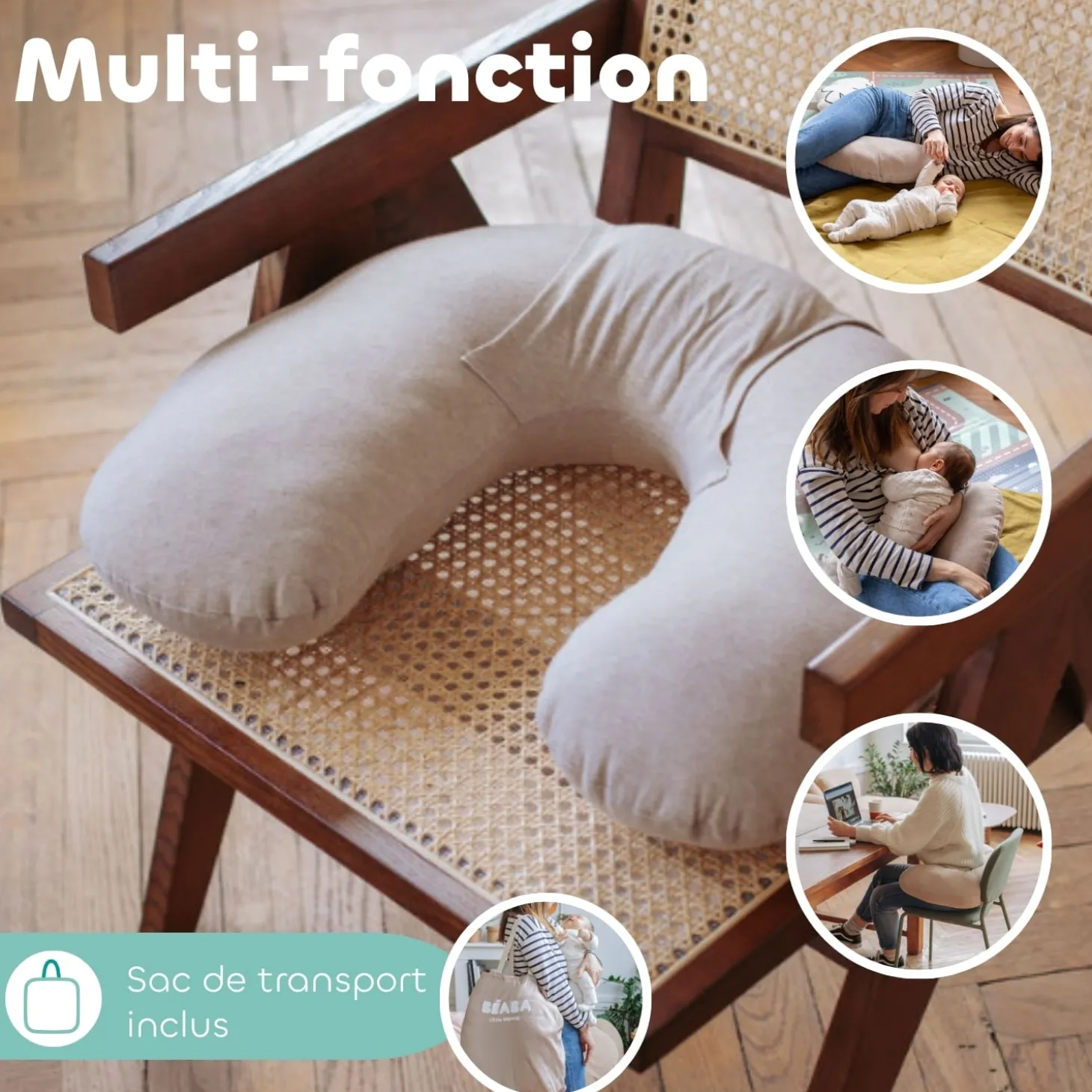 Béaba Coussin Little Warmy Jersey Argile Chiné