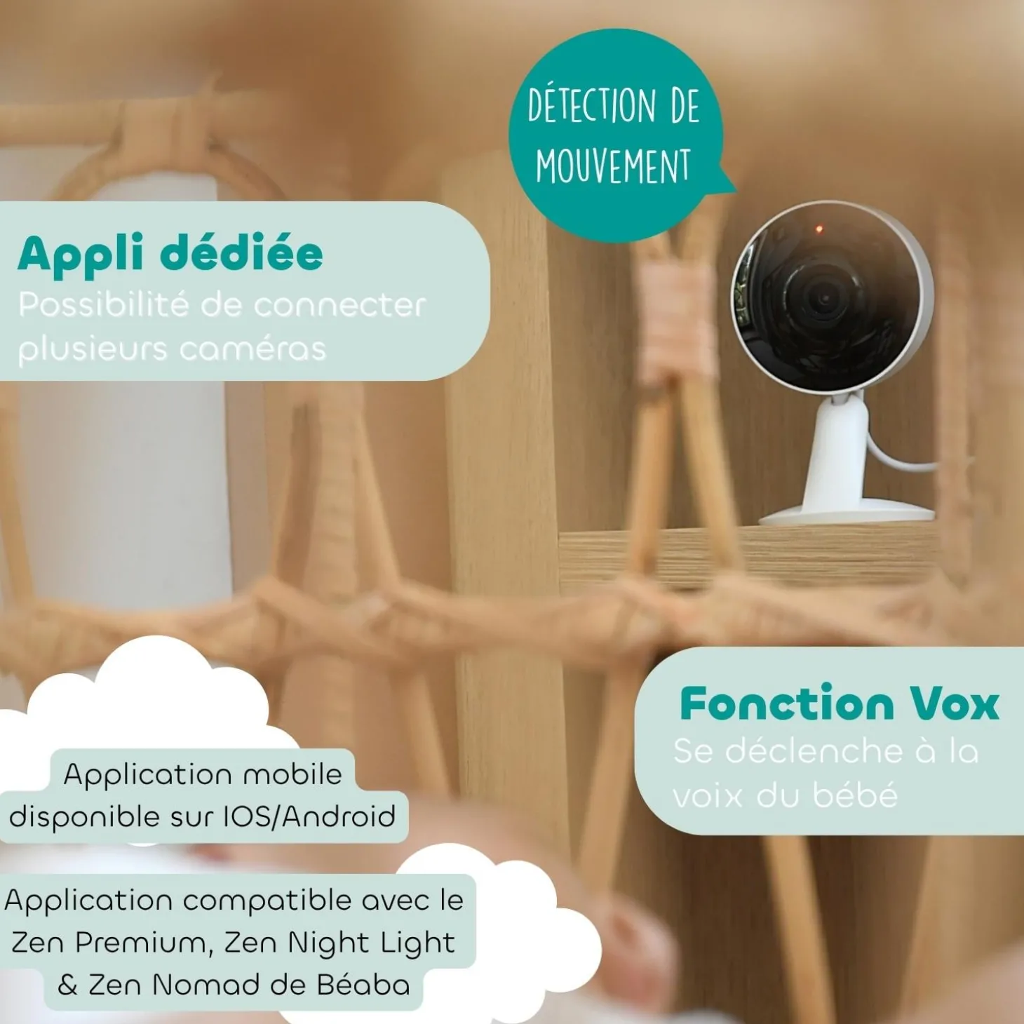 Béaba Ecoute Bébé Babyphone HD Zen Connect Mini White