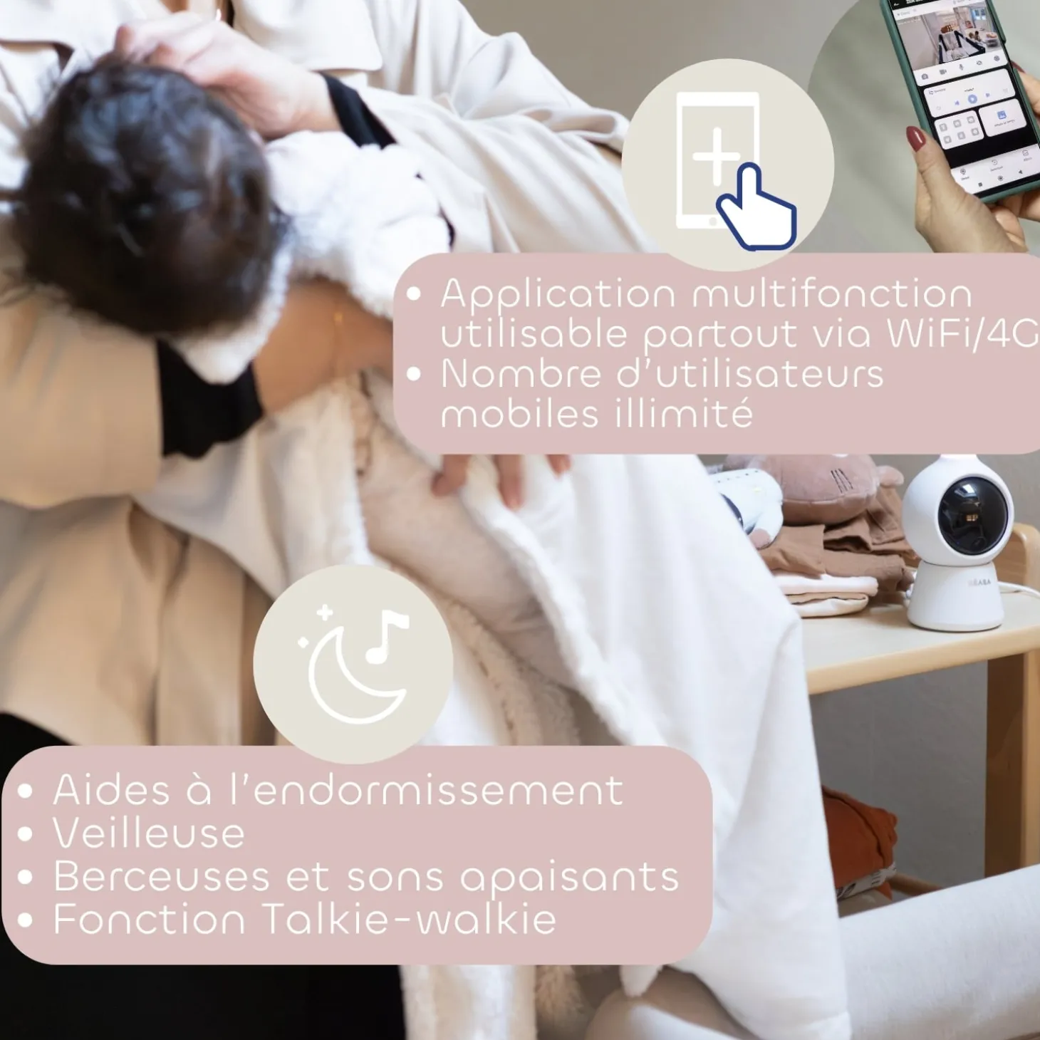 Béaba Ecoute Bébé Vidéo Zen Smart Ai Blanc