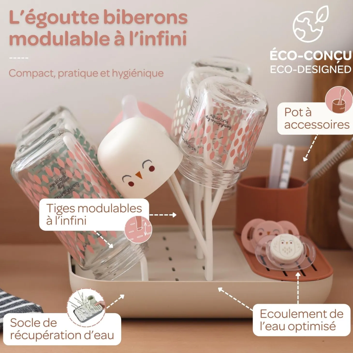 Béaba Égoutte Biberons Forêt Terracotta/Clay