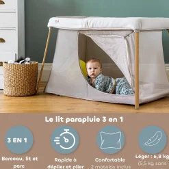 Béaba Lit Parapluie 3 En 1 Eazy Sleep Argile / Gazelle