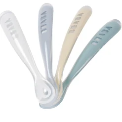 Béaba                    Lot de 4 cuillères silicone 1er âge      Galet / Pebble
