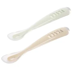 Béaba                    Lot de 2 cuillères silicone 1er âge avec boite    Natural