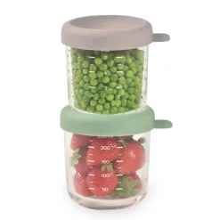 Béaba Lot de 2 Portions verre Green/Gazell 250 ml