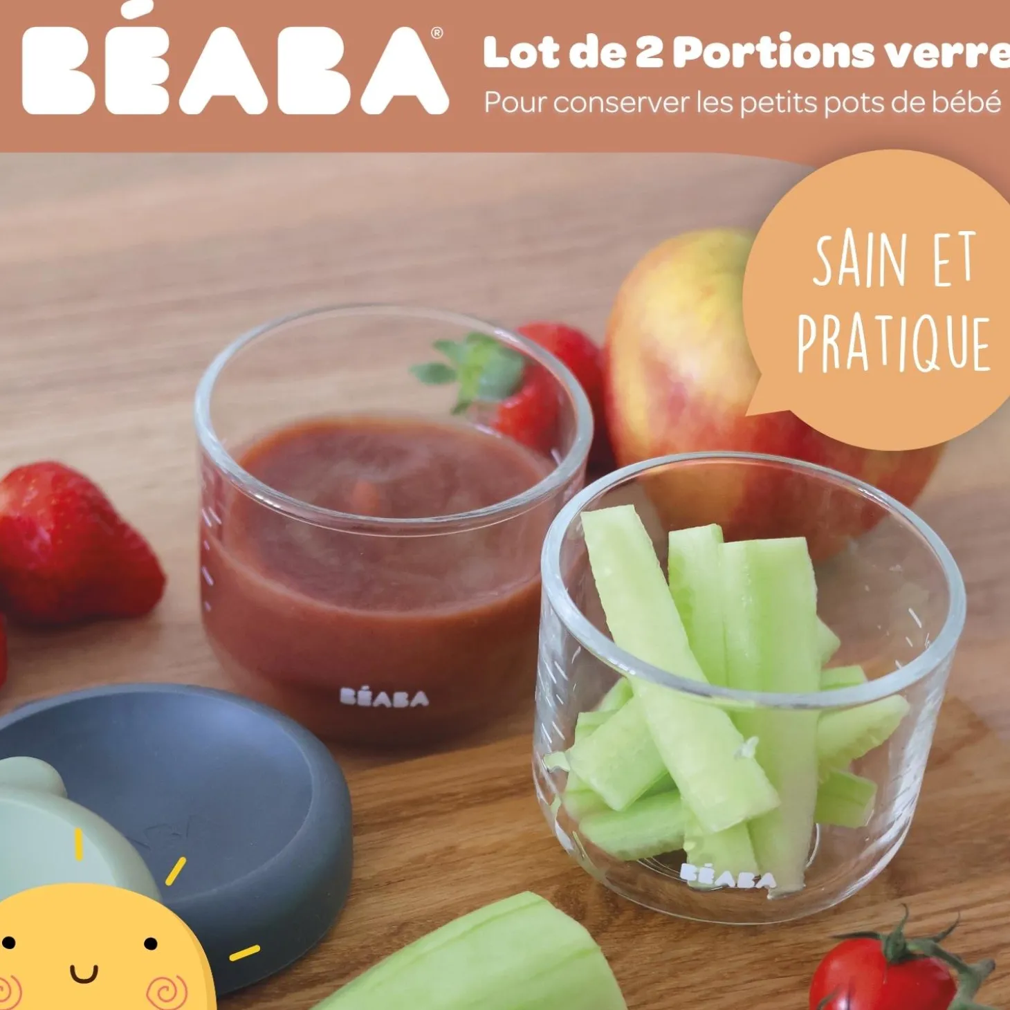 Béaba Lot de 2 Portions verre Mineral/Sgreen