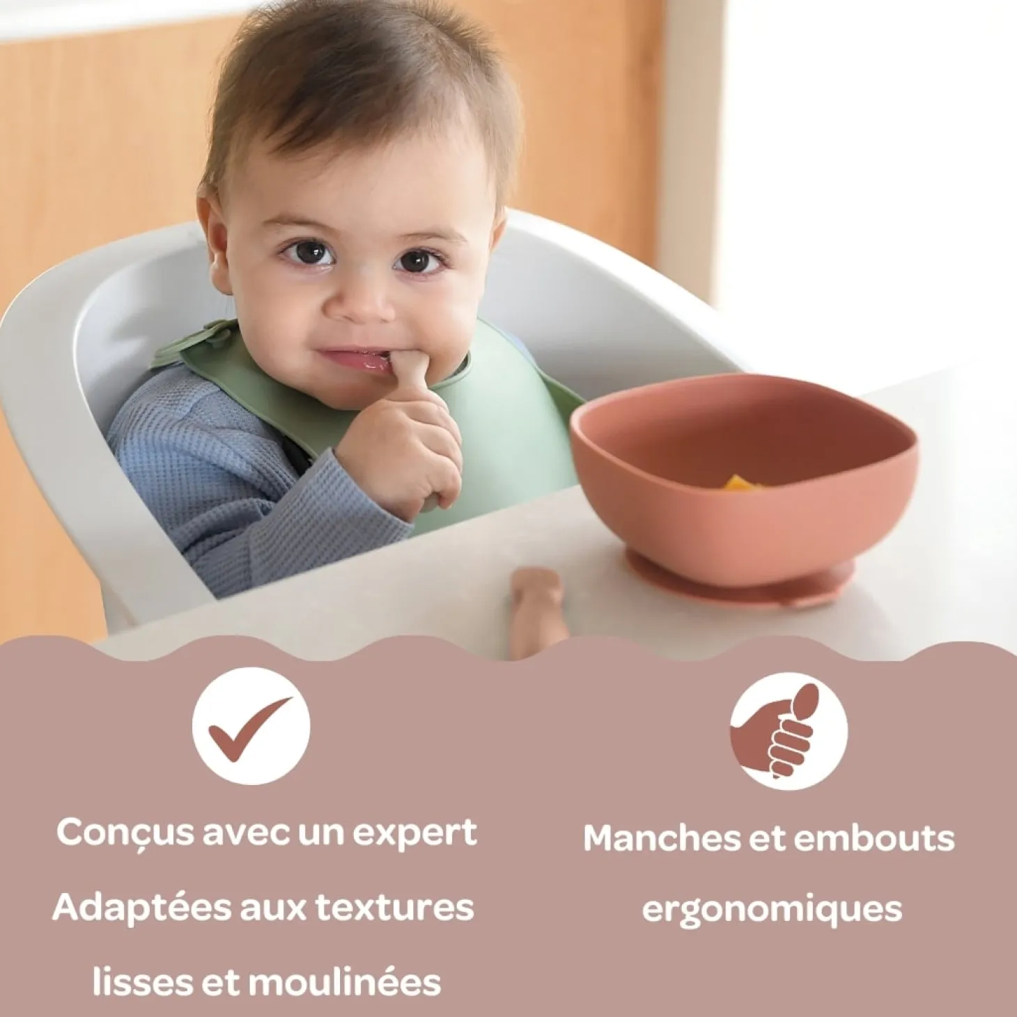 Béaba Lot de 2 Pré-Cuillères en silicone Pralin