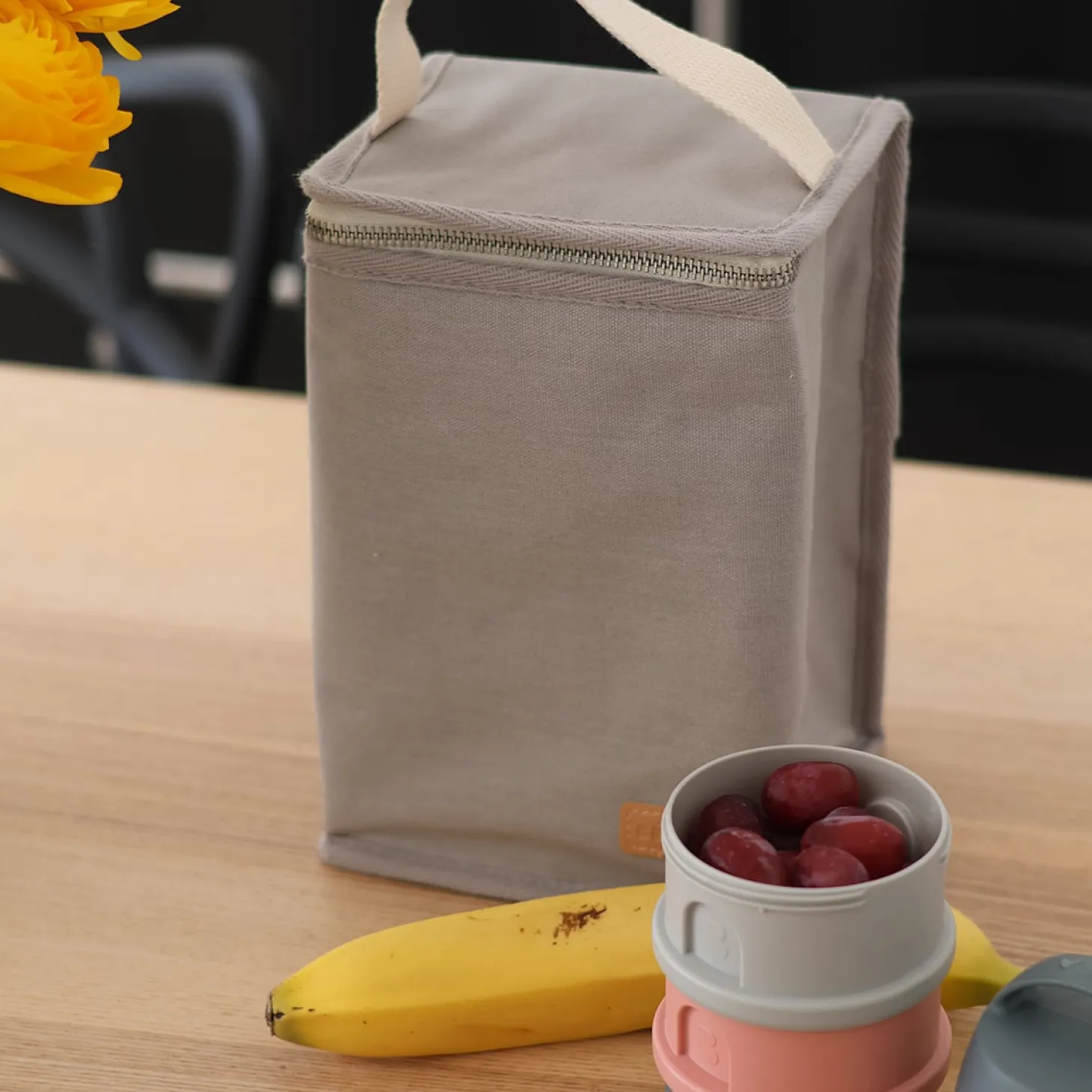Béaba Pochette repas isotherme canvas Gris Perle