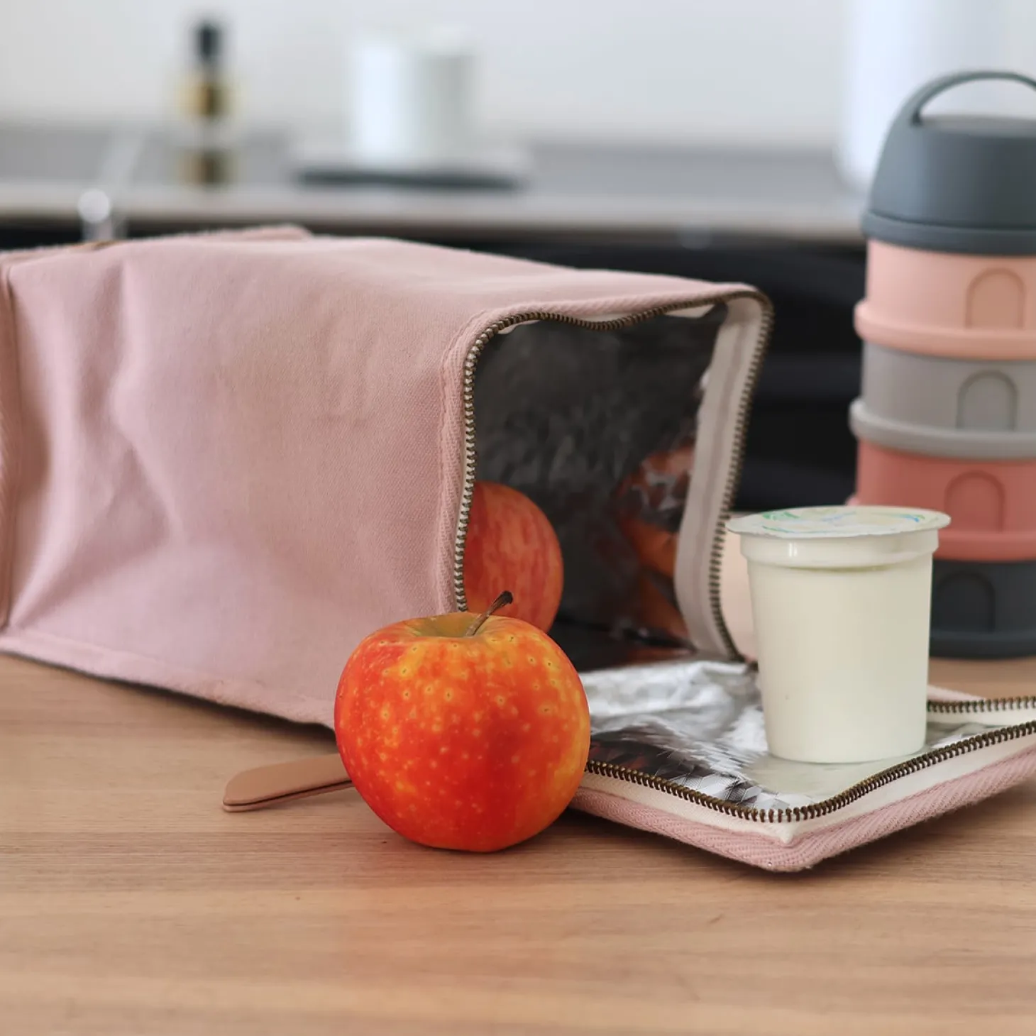 Béaba Pochette repas isotherme canvas Rose Poudré