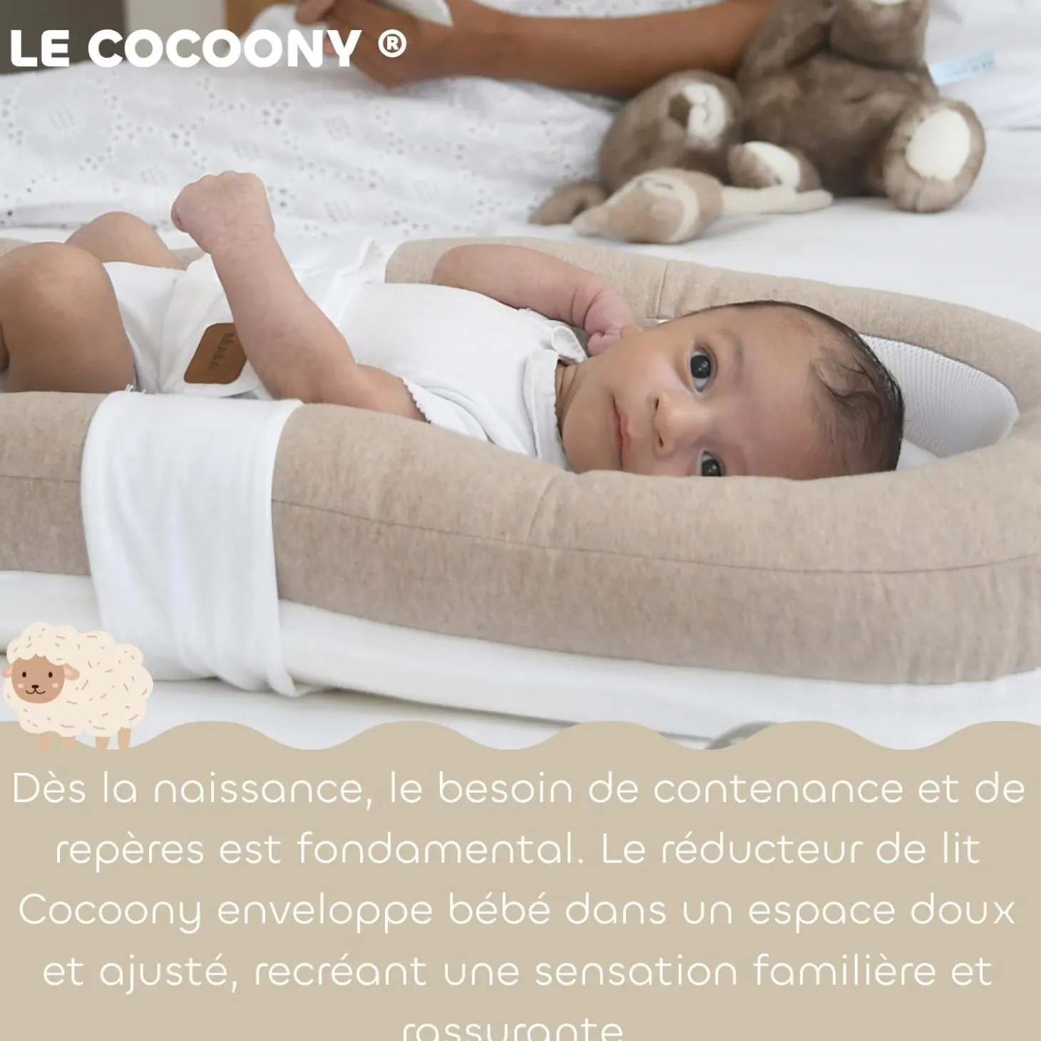 Béaba Réducteur de Lit Cocon Coton Oekotex Argile Chine / Heather Clay 0-3 mois