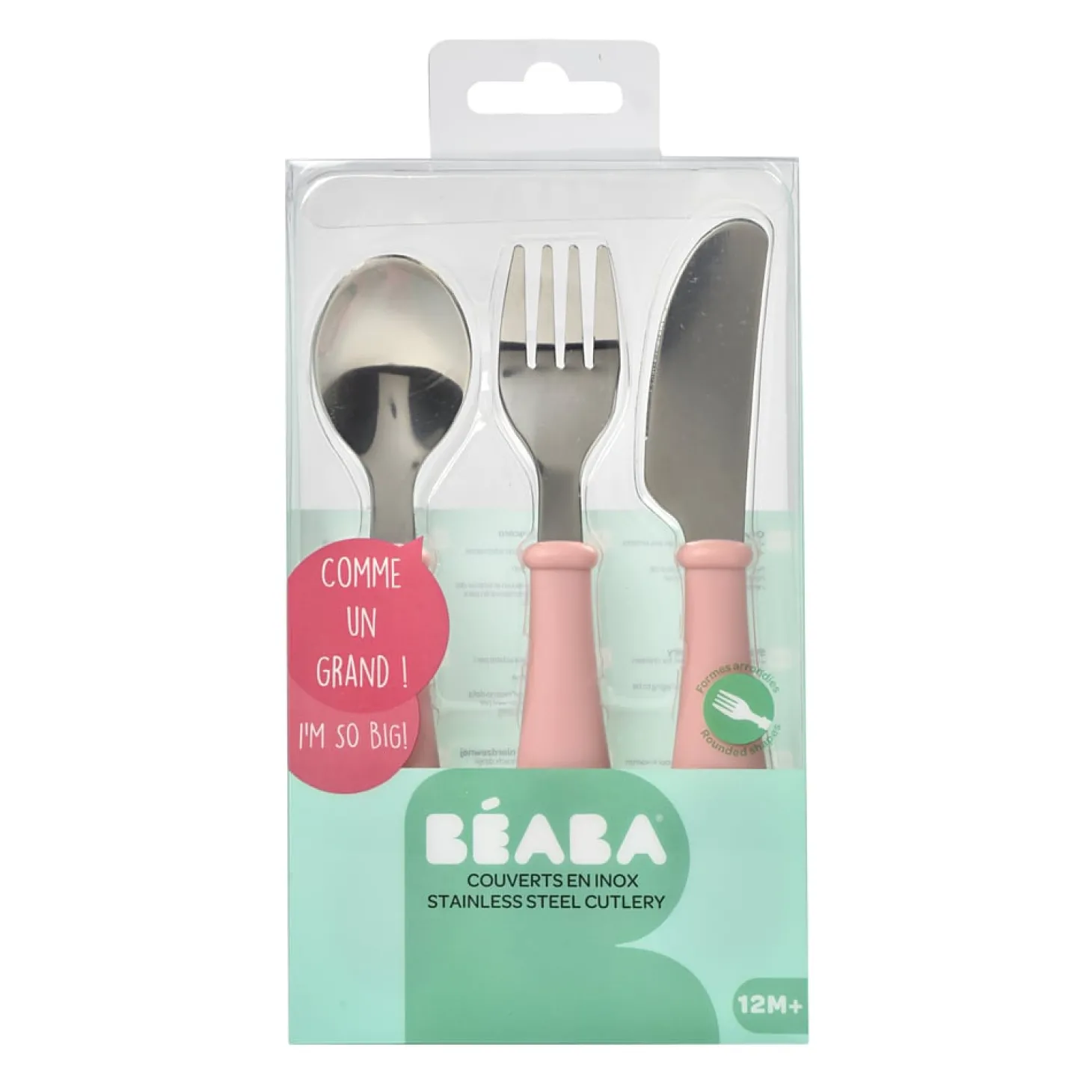 Béaba Set de 3 Couverts Inox Old Pink
