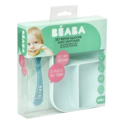Béaba                    Set repas silicone 2 pièces compartimenté    Blue