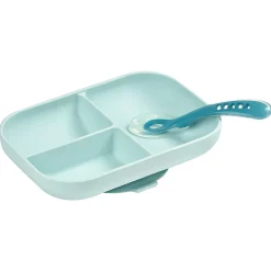 Béaba                    Set repas silicone 2 pièces compartimenté    Blue