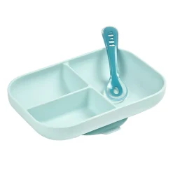 Béaba                    Set repas silicone 2 pièces compartimenté    Blue