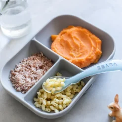 Béaba                    Set repas silicone 2 pièces compartimenté    Grey